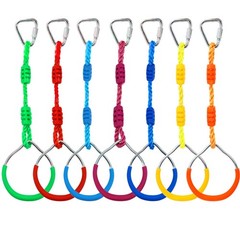 7PCS Colorful Ninja Rings – Gymnastic Rings, Swing Bar Rings, Monkey Rings, C…