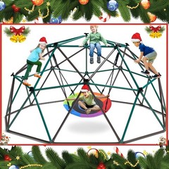 Hapfan 10ft Climbing Dome Swing Set Outdoor Backyard Jungle Gym Playset 800lbs