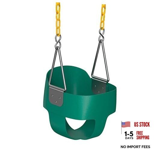 Baby Swing Outdoor – Heavy Duty Toddler Swing Set Bucket Swing Green