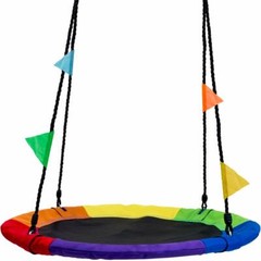 Tree Swing 40″ in Multi-Color Rainbow Kids Indoor/Outdoor Round Mat Saucer Swing