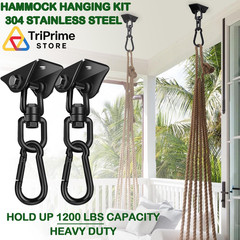 Hammock Hanging Kit 2 Pack, Porch Swing 1200 Lb Medium, Black