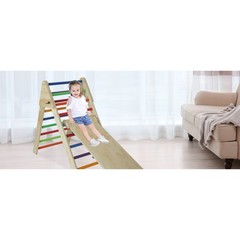 Fionafurn Pikler Triangle Ladder Foldable 2-in-1 Ramp Slide for 1-7 Multi