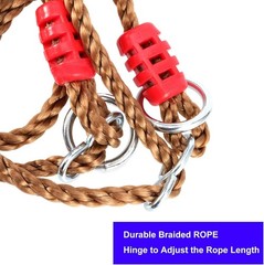 15.57 x 6.3 Inch Wooden Swing, Hanging Tree Swing Seat with Adjustable Rope a…