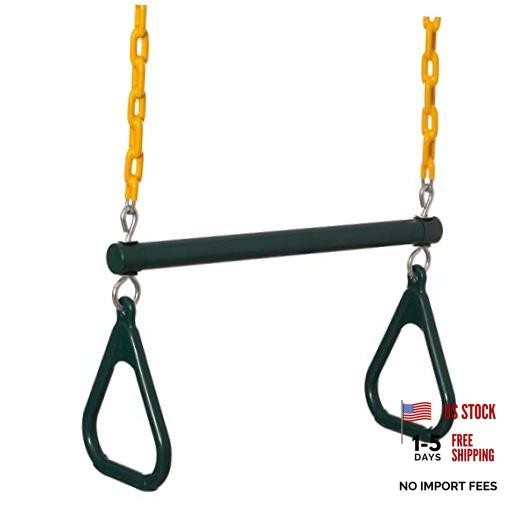 Outdoor Playground Gym Heavy Duty Kids Fun Hanging Trapeze Bar, Green Steel