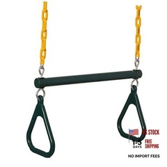 Outdoor Playground Gym Heavy Duty Kids Fun Hanging Trapeze Bar, Green Steel