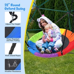 Hapfan 10ft Climbing Dome with Saucer Swing Jungle Gym Outdoor Play Equipment