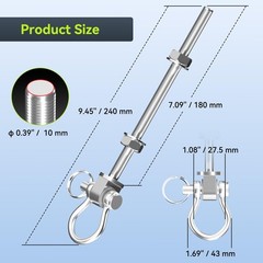 Swing Hangers with Bearing, 2 Pcs M10 × 7″ Stainless Steel Swing Hooks for Wo…