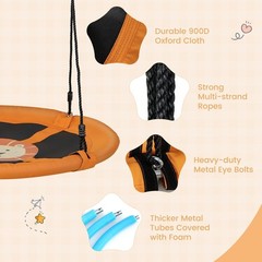 40” Saucer Tree Swing for Kids, Flying Saucer Swing with 2 Carabiners, Adjust…