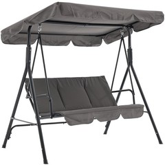 3-Person Outdoor Patio Swing with Adjustable Canopy, Breathable Fabric, 600 lbs