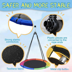 43 In. Saucer Swing with Textilene Fabric Seat, Waterproof Uv-Resistant, 360° Sw