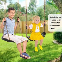 SELEWARE 2 Pack Heavy Duty Plastic Swing Seats with Adjustable Rope & Quick C…