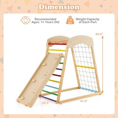 6-in-1 Wood Jungle Gym Reversible Double-sided Ramp Climbing Play Set Colorful