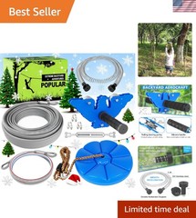 75FT Zip Line Kit for Kids & Adults – Safe Swing Seat & Steel Trolley Included