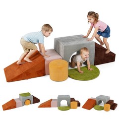 6PCS Foam Climbing Blocks, Velvet Indoor Climb & Crawl Activity Playset for Kids