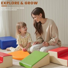 Hoohtoot Foam Climbing Blocks for Toddlers: 6-Piece Soft Play Set – PU Leathe…