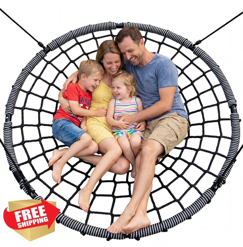 Trekassy 60″ Spider Web Tree Swing Grey+Black