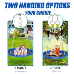 43″ Tree Swing 600LB Weight Capacity with Hanging Carabiners, Waterproof Blue