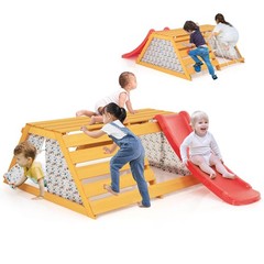 5-in-1 Indoor Jungle Gym Montessori Climbing Toys with Slide for Toddlers Wooden