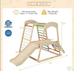 Costway 6-in-1 Indoor Jungle Gym Wooden Playground Climber Playset Kids 1+ Year