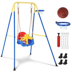 4 in 1 Toddler Swing Set,Indoor/Outdoor Baby Swing with Metal Stand Kids Swing