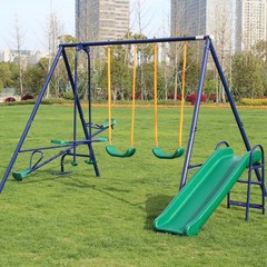 Heavy Duty Metal Swing Set with Slide for Kids: Sturdy, Weather-Resistant,