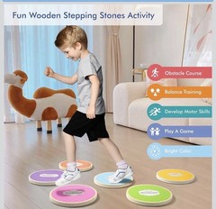 Wooden Stepping Stones for Kids, 6Pcs Non-Slip Toddler Balance Indoor & Outdoor