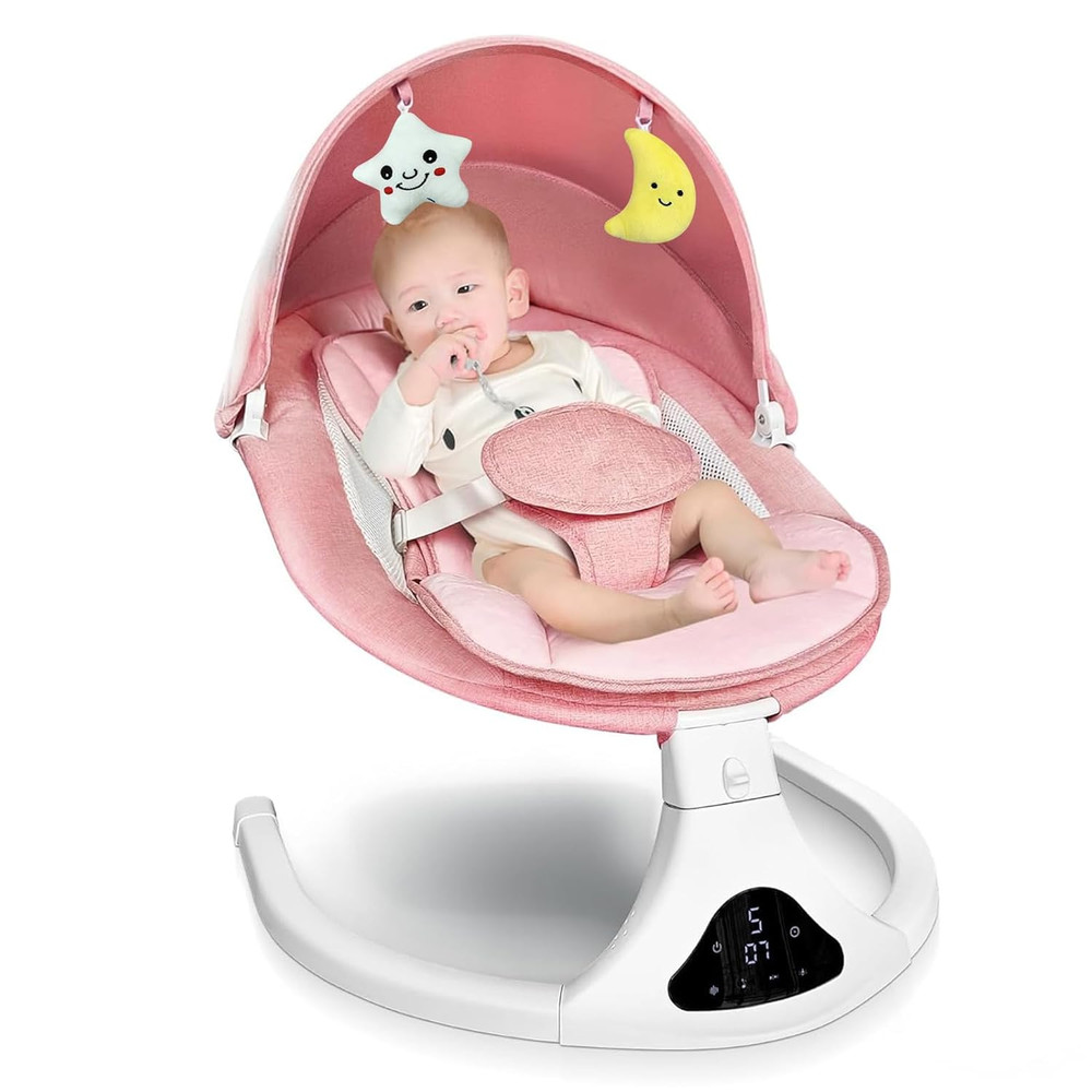 Electric Baby Swing with Remote Control – 5 Natural Motion Speeds, Detachable Se
