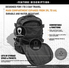 Miramrax Tactical Backpack for Men Military Daypack Black