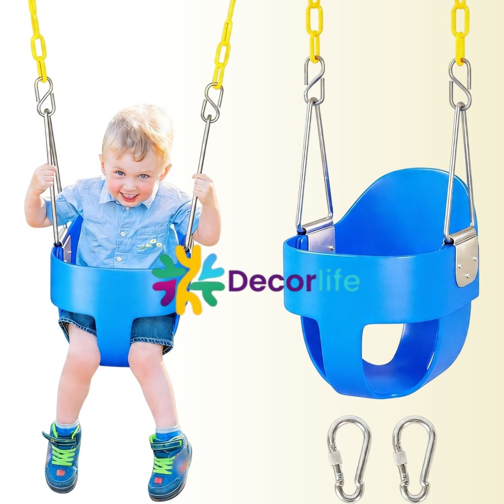 Toddler Swing Baby Outdoor High Back Full Bucket 330lb Capacity w/ Chains, Blue