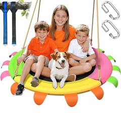 40 Inch Saucer Tree Swing for Kids Outdoor – 600lb Heavy Duty Capacity, Pink