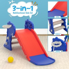Nyeekoy 3 in 1 Toddler Slide, Kids Slide Climber 48”L*21.75”W*20.5”H, Blue