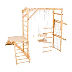 Kids Boys Girls Indoor Jungle Gym Climbing Playset Slide, Swing, Monkey Bars