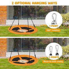 40 Inches Saucer Tree Swing Flying Circle Seat with Adjustable Ropes Yellow