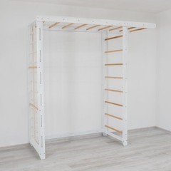 Indoor Monkey Bars White Natural Wood Kids Climbing Ladder Wall Mount Montessori