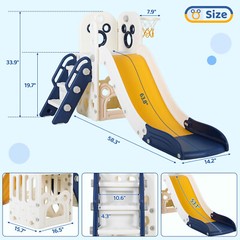 Kids Slide Toddler Climber Playset W/ Basketball Hoop Outdoor Indoor Playground