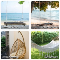 2 Pack Hammock Chain Set, Hanging Porch Swing Extension Chain Kit with Insura…