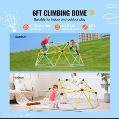 VEVOR Climbing Dome 6FT Geometric Dome Climber Jungle Gym for Kids 3-9 Years