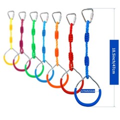 7PCS Colorful Ninja Rings – Gymnastic Rings, Swing Bar Rings, Monkey Rings, C…
