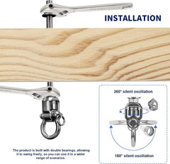 2 Heavy Duty Swing Hangers 360° Bearing Stainless Steel Swing Hooks 1000LBS Capa