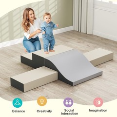 Olakids Climbing Toys Indoor, 10 Pieces Baby Foam Blocks Soft Play Set with P…