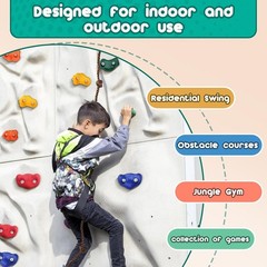 25PCS Rock Climbing Holds Kit with Rope & Mounting Hardware for Kids