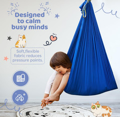 Columpio sensorial infantil ajustable, hamaca terapéutica para interior azul