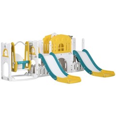 8 in 1 Toddler Slide and Swing Set with 2 Slides for Ages 1-3, Yellow