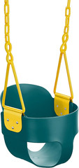 KIDS TODDLERS SWING Outdoor High Back Plastic Coated Chains Green