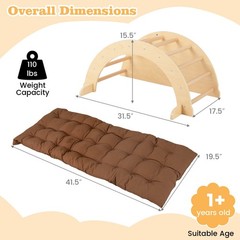6 in 1 Climbing Arch Wooden Rocker Arch Climbing Toy with Removable Cushion