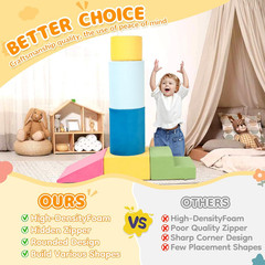 Toddler Climbing Toys Indoor, 7-Piece Colourful Foam Climbing Blocks, Soft Play