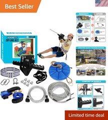 Zip Line Kit for Kids Adults : 100FT Up to 380Lbs – Quick Tighten Zipline for…
