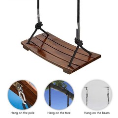 Solid Wood Swing One Seat Simple Swing Outdoor Rope Swing for Kids Adults Yard