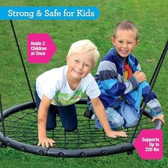 Large 40″ Wide Giant Tree Net Swing w Hanging Rope & Rings- 2 Person | Indoor