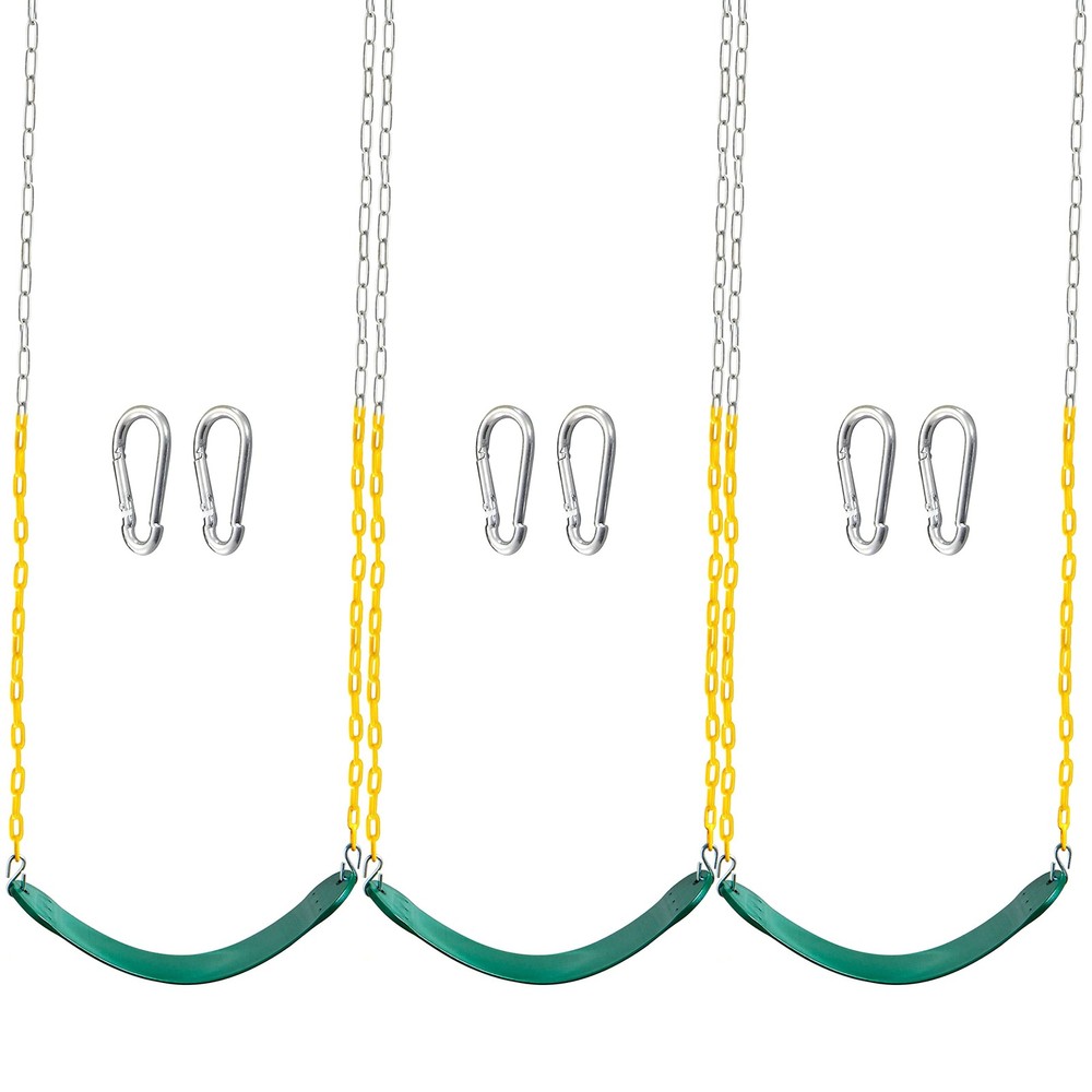 TURFEE 3 Pack Green Swing Seats Heavy Duty with 66 Chain, Swing Set Accessories